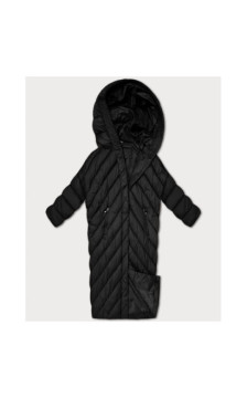 LONG JACKET WITH HOOD BLACK (PM7231) striukė