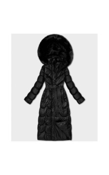 LONG JACKET WITH HOOD BLACK (PM7231) striukė