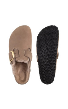 Birkenstock Boston Big Buckle Shearling Tabacco Brown 1030444 (BK343-a) Moteriški batai/šlepetės