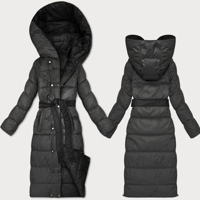 LONG JACKET WITH HOOD BLACK (PM7231) striukė