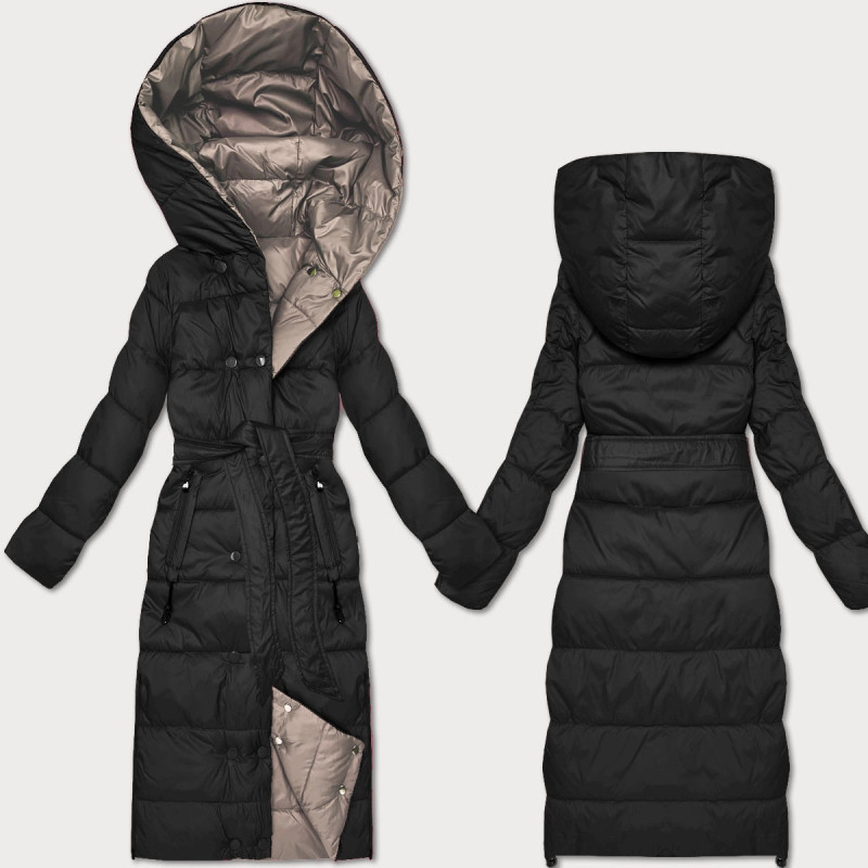 LONG JACKET WITH HOOD BLACK (PM7231) striukė