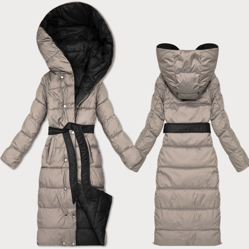 LONG JACKET WITH HOOD BLACK (PM7231) striukė