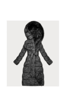 LONG JACKET WITH HOOD BLACK (PM7231) striukė