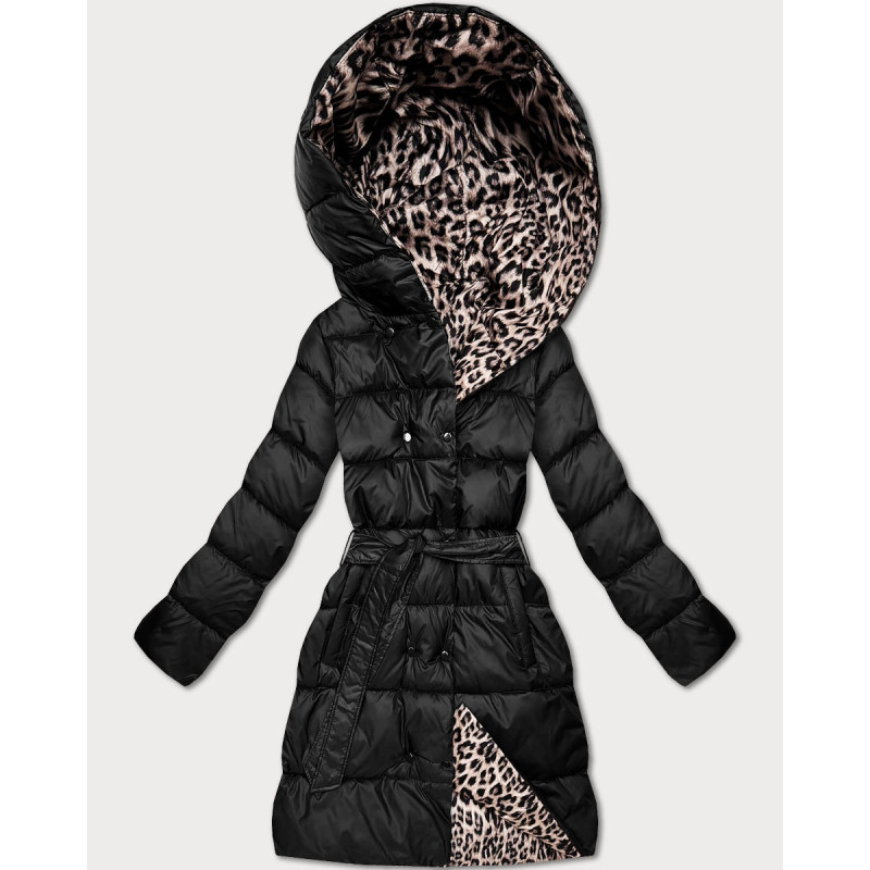 LONG JACKET WITH HOOD BLACK (PM7231) striukė