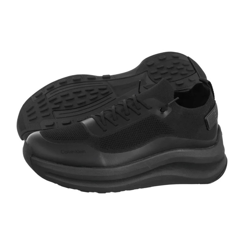 Calvin Klein Chunky Runner Lace Up Sock Knit Triple Black YM0YM01457 0GJ (CK726-a) sports shoes