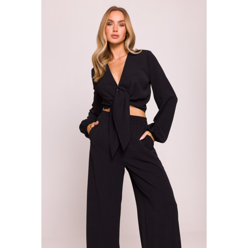 M862 Długie spodnie letnie - czarne