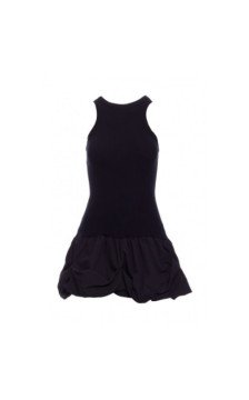 M863 Sukienka z gniecioną spódnicą - czarna