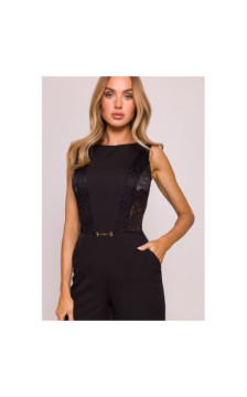 M866 Kombinezon z koronkowymi wstawkami - czarny