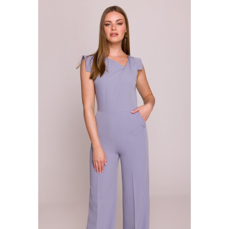 S407 Kombinezon z asymetrycznym dekoltem - gołębi