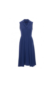S409 Sukienka z rozpinanym dekoltem - niebieska
