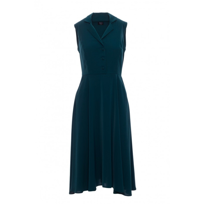 S409 Sukienka z rozpinanym dekoltem - zielona