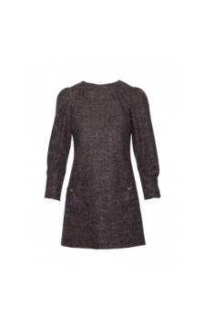 M870 Sukienka tweedowa z kieszonkami - czarna