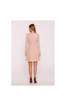 M872 Sukienka z kontrafałdami - beżowa