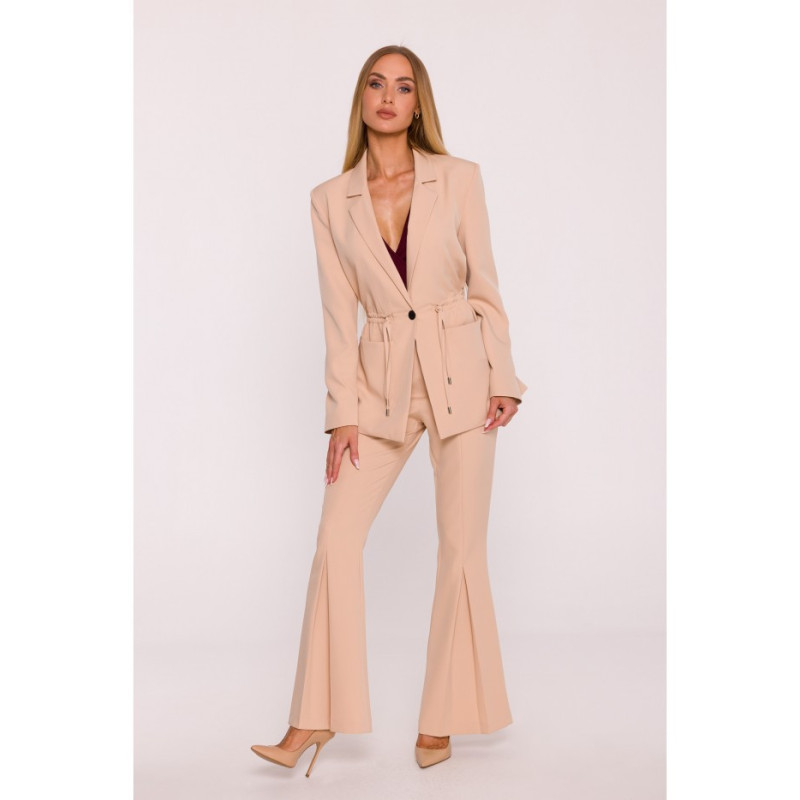 M873 Marynarka marszczona w talii - beżowa