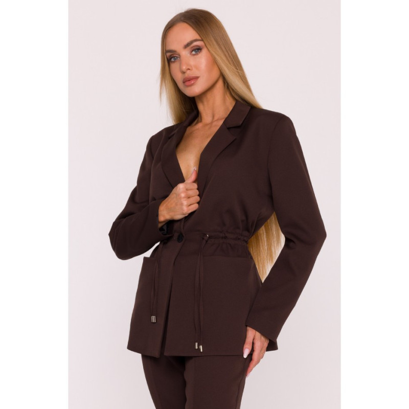 M873 Marynarka marszczona w talii - brązowa