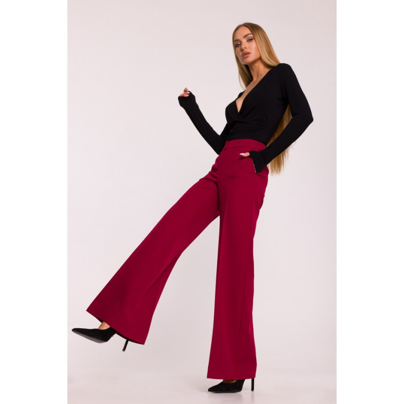 M875 Spodnie z szerokimi nogawkami - bordowe