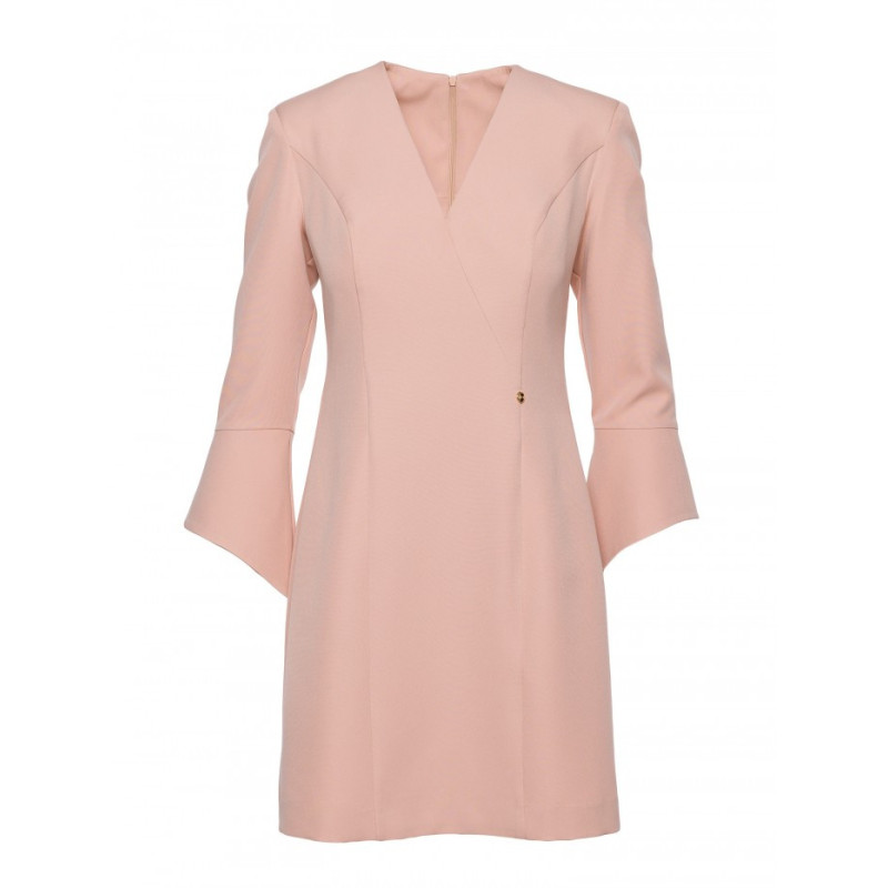 M876 Sukienka z szerokimi mankietami - beżowa