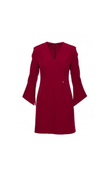 M876 Sukienka z szerokimi mankietami - bordowa
