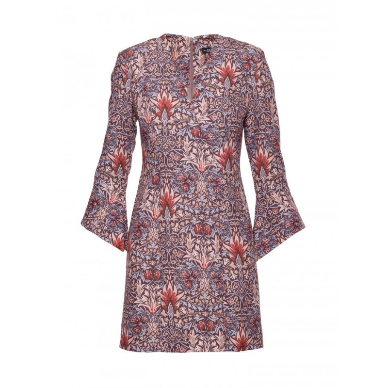 M877 Sukienka we wzór z szerokimi mankietami - model 2