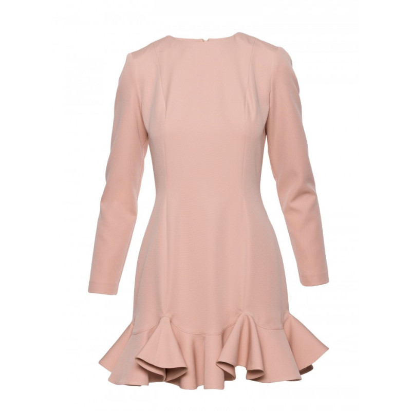 M880 Sukienka z falbankami - beżowa