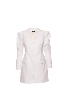 M881 Żakardowa sukienka marynarkowa - śmietankowa