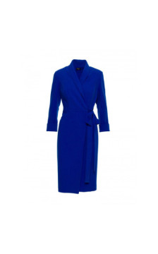 S415 Sukienka szmizjerka wiązana w talii - chabrowa