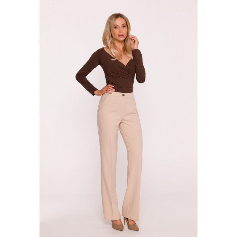 S418 Spodnie garniturowe - beżowe