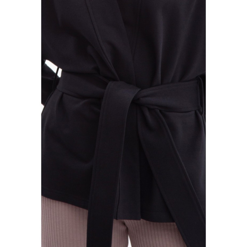 B297 Blezer narzutka z paskiem - czarny