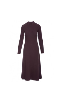B299 Sukienka z dzianiny prążkowanej - gorzka czekolada
