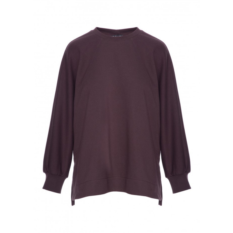 B306 Bluza oversize z rozcięciami - gorzka czekolada