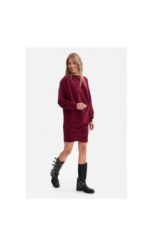 B298 Sukienka dzianinowa z zakładkami - burgundowa