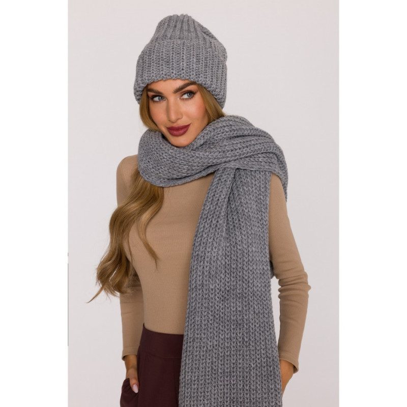 M896 Szal splot prążkowany - szary