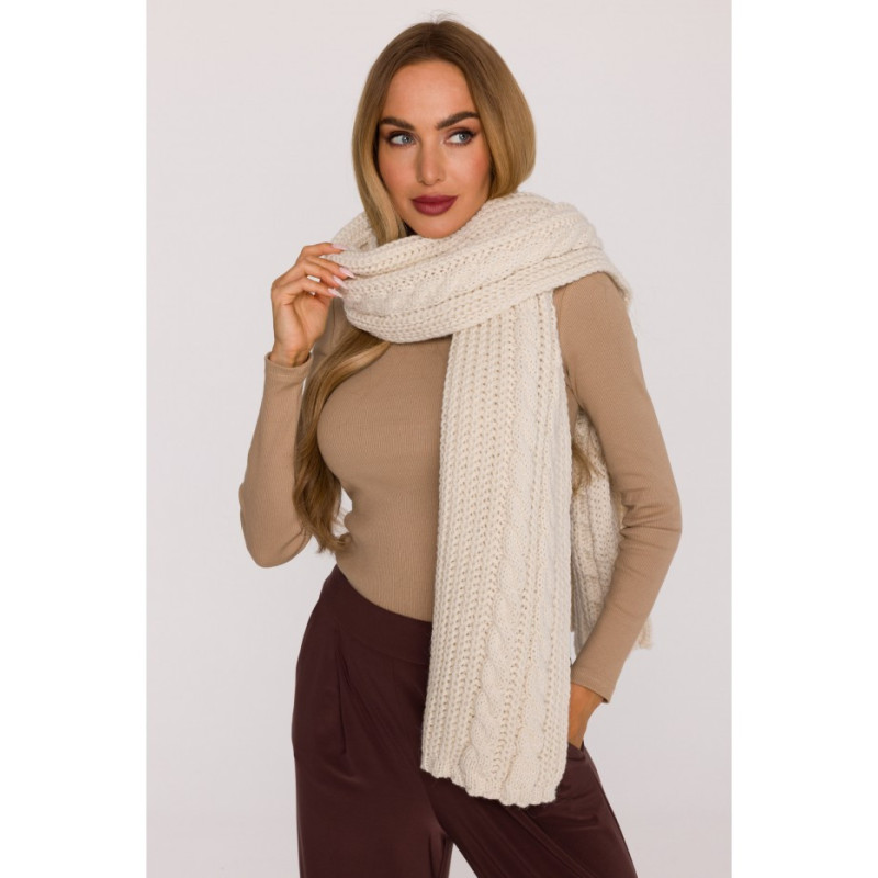 M898 Szal splot warkocz - ecru