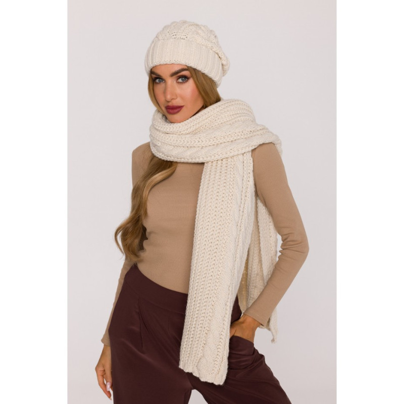 M898 Szal splot warkocz - ecru