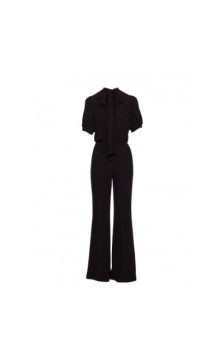 S421 Kombinezon z wiązaną kokardą - czarny