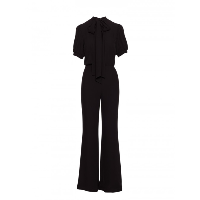 S421 Kombinezon z wiązaną kokardą - czarny
