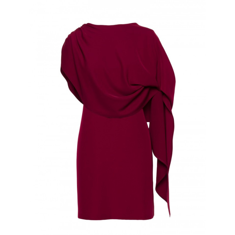 S423 Sukienka z peleryną - bordowa