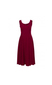 S424 Sukienka rozkloszowana - bordowa