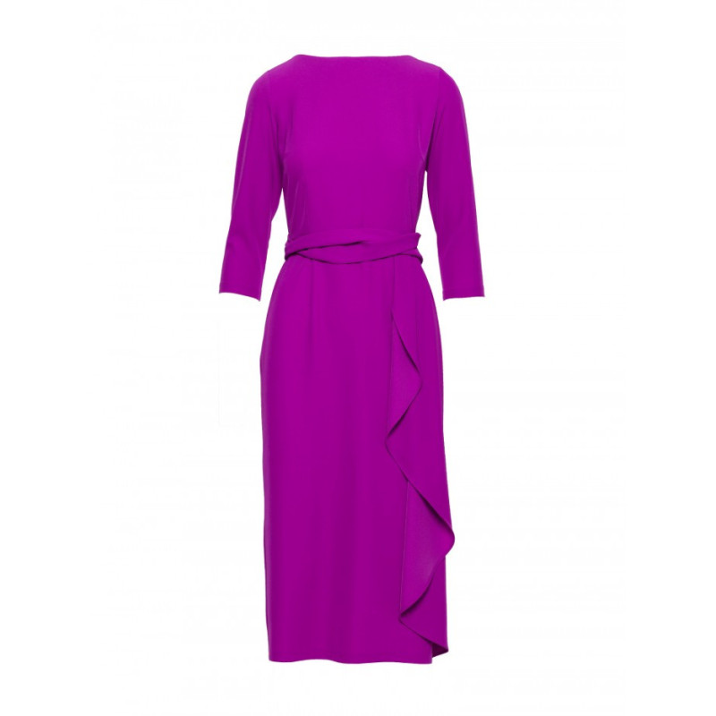 S425 Sukienka z falbaną - lawendowa