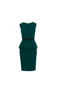 S427 Sukienka ołówkowa z baskinką - zielona