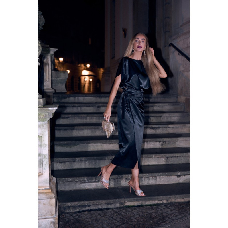 M887 Sukienka z wiązaniem - czarna