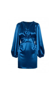 M888 Sukienka mini z bufiastymi rękawami - morska