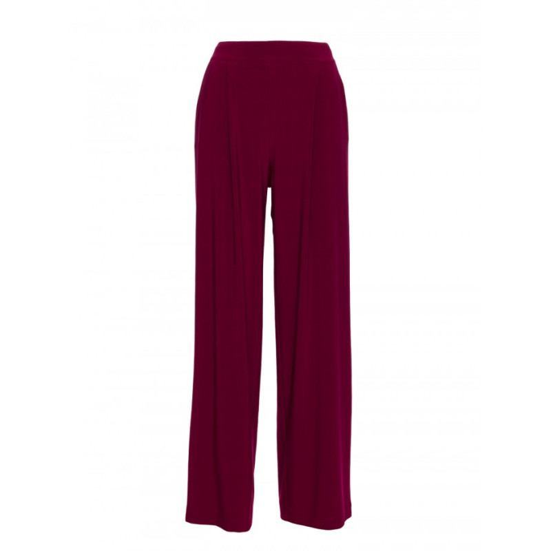 M890 Komplet z marszczoną bluzką i szerokimi spodniami - bordowy