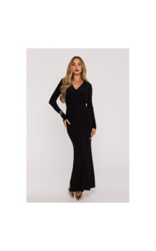 M891 Sukienka maxi z szarfą - czarna