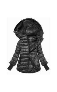 LONG JACKET WITH HOOD BLACK (PM7231) striukė