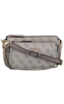 Guess Noelle II Dbl Pouch Crossbody HWBG96 72710 Dark Taupe Logo  (GU758-c) handbag