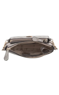 Guess Noelle II Dbl Pouch Crossbody HWBG96 72710 Dark Taupe Logo  (GU758-c) käekott