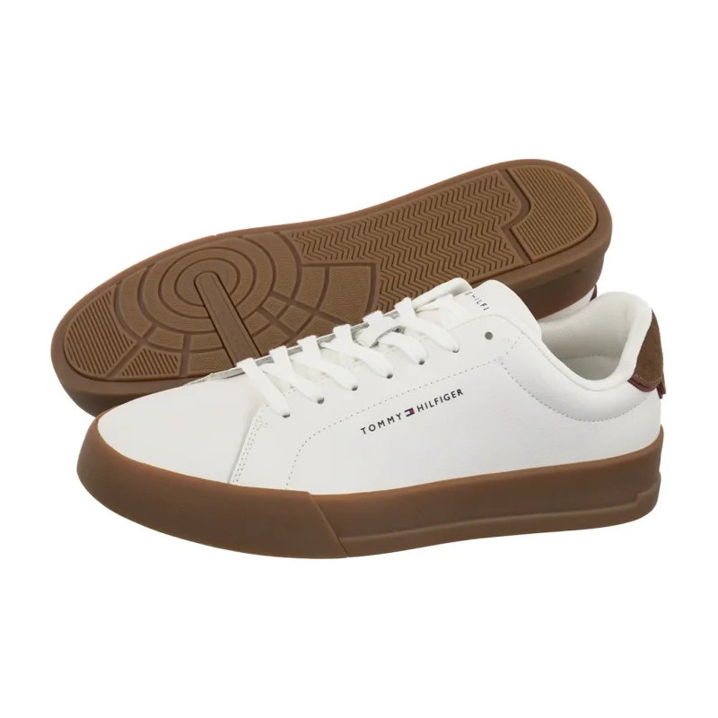 Tommy Hilfiger TH Court Lth Detail Ess Ecru/Regatta Red FM0FM05367 0LF (TH1219-e) sporta apavi