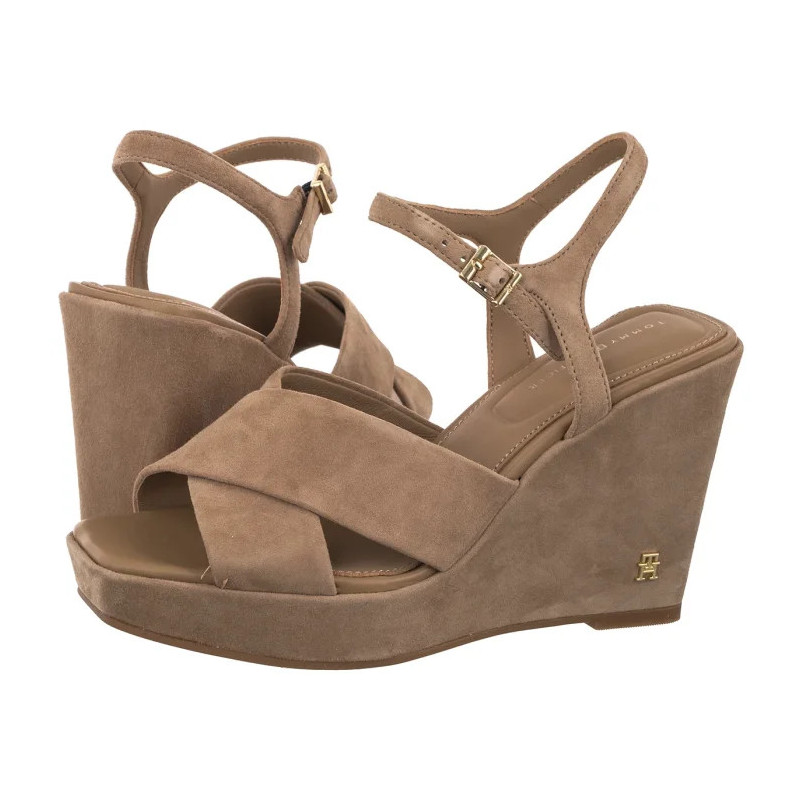 Tommy Hilfiger Suede Wrapped High Wedge Safari Canvas FW0FW09218 RBC (TH1459-a) kurpes