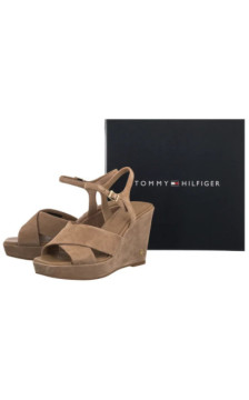 Tommy Hilfiger Suede Wrapped High Wedge Safari Canvas FW0FW09218 RBC (TH1459-a) kurpes